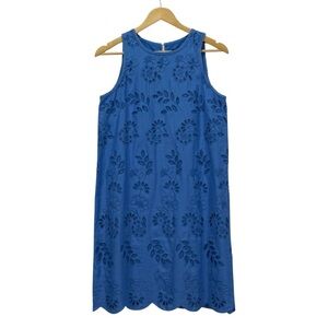 Ann Taylor Floral Scalloped Shift Maritime Blue size 6 women’s
